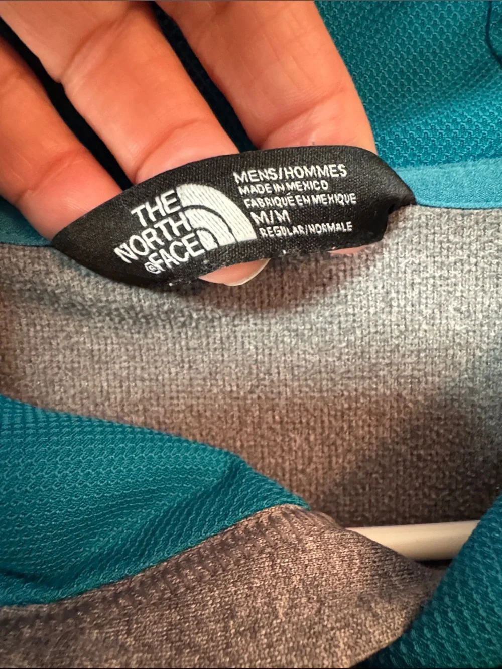 The North Face Men’s Heather Gray Pullover Hoodie with Teal Logo